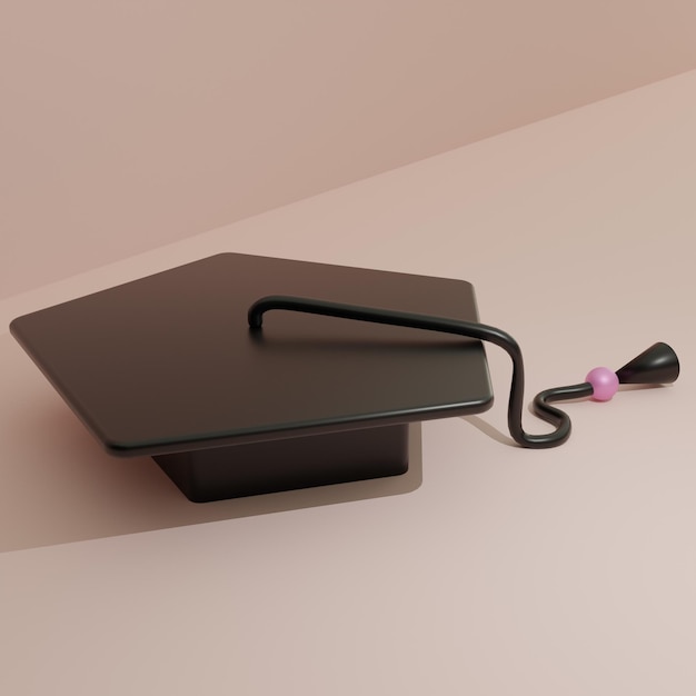 3D Illustration rendering graduation hat