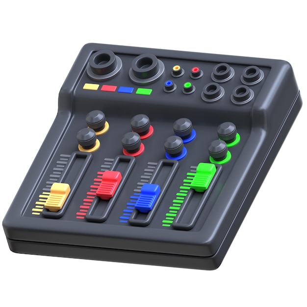 Photo 3d illustration rendering icon sound mixer audio hardware