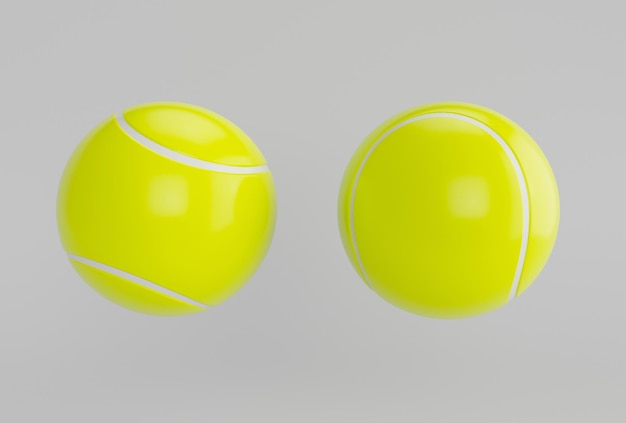 白い背景に最小限のテニス ボールをレンダリングする 3 d イラストレーション