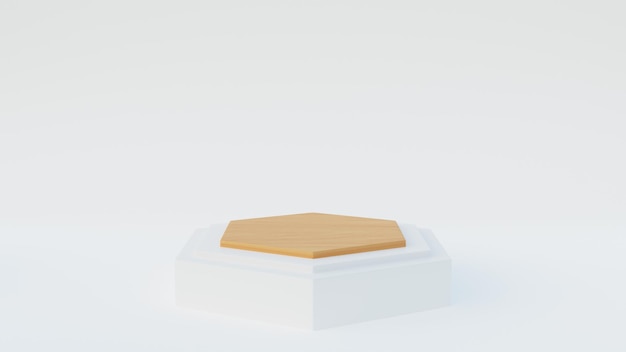 3d illustration rendering podium blank with board wood