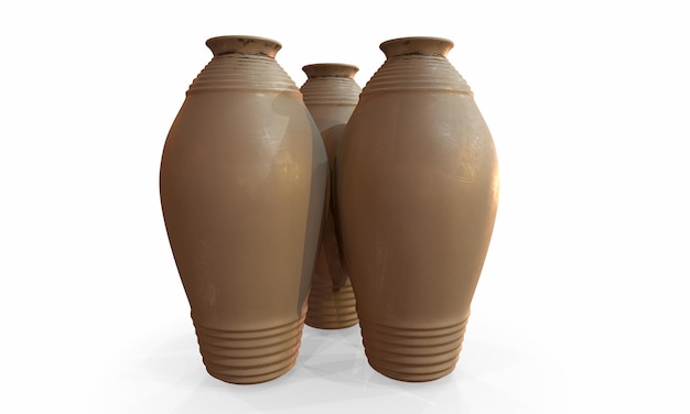 3D illustration rendering vase set metallic