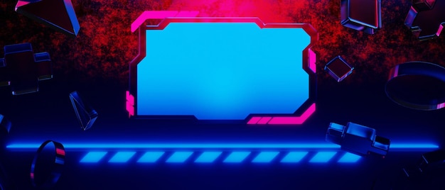 3D イラスト Y2K 2000年代 ゲーマー テクノロジー フューチャリスト ファンタジー メタバース サイバーパンク サイフィー ディスプレイ ポディウム 抽象 背景