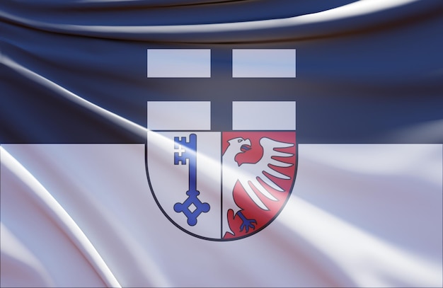 3d illustration of rheinbach flag on wavy fabric