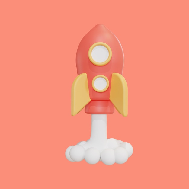 3Dイラストロケット3Dレンダリング