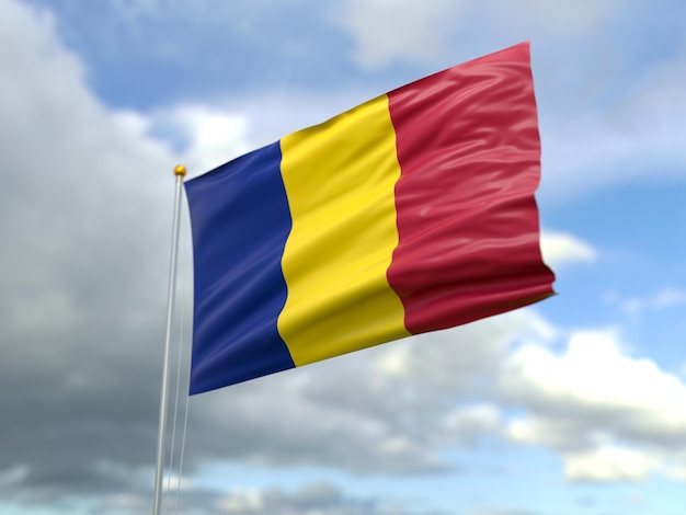 3d illustration of romania flag on sky background