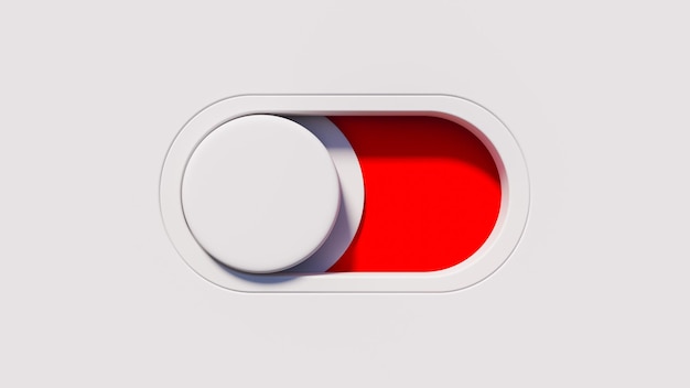 3d illustration of round switch with red zone on off or disabled sign technology and energy theme