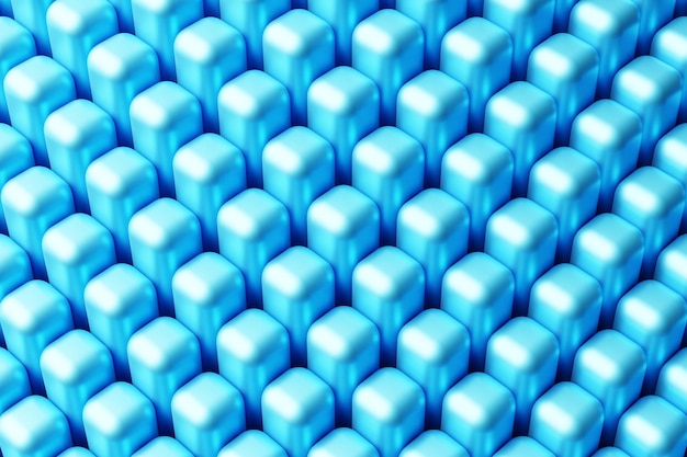 3d illustration of rows of blue squares .set of cubes on\
monocrome background, pattern. geometry background