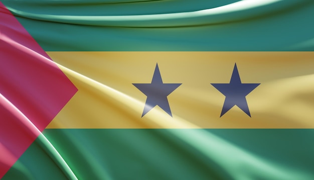 3d illustration of sao tome and principe flag on wavy fabric