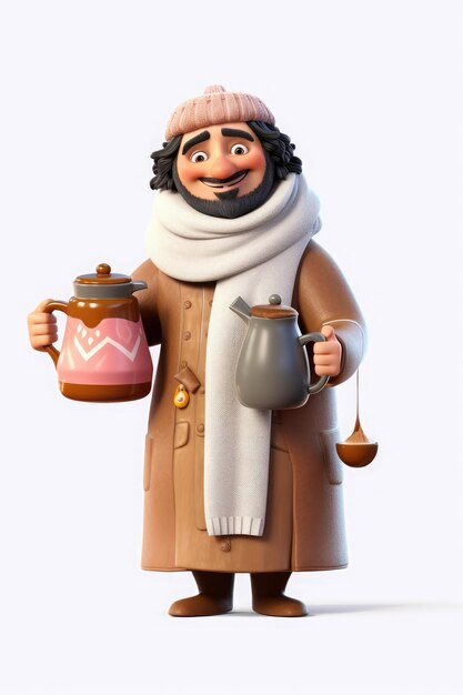 3d illustration of Saudi Arabian Gulf man Portrait wearing warm winter clothes AI Generated