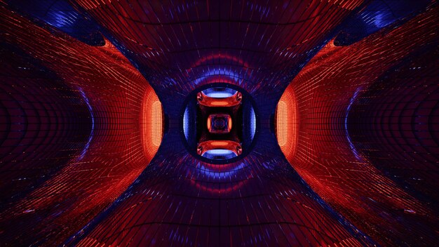 3d illustration of sci fi endless 4K UHD tunnel with holes