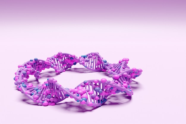 과학 템플릿, DNA 분자와 추상적 인 배경의 3d 일러스트.