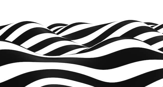 3d illustration Seamless ripple pattern Repetition of black and white flooring Simple wave pattern wavy graphic background Moving like a river