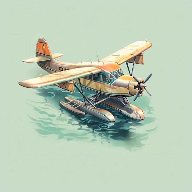 Photo 3d illustration of seaplane shape