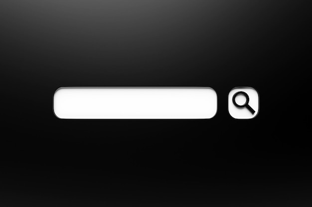 Photo 3d illustration search bar design element on a black background search bar for website and user interface mobile applications