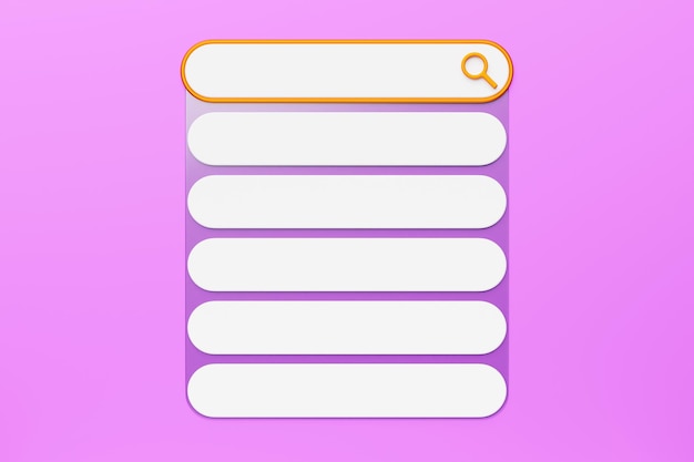 3D illustration Search bar design element on a pink background Search bar for website and user interface mobile applications