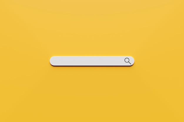 3D illustration Search bar design element on a yellow background