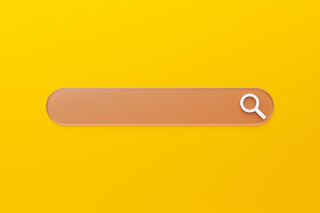 3d illustration search bar for ui layout design for apps and website search address icon and cursor on yellow background