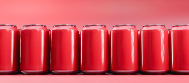 3D illustration Set of blank beverage cans on an isolated background