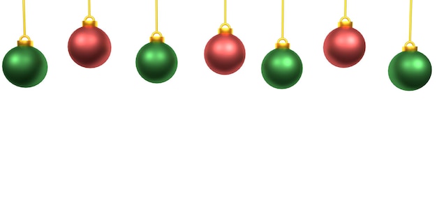 3d иллюстрация Набор украшений Xmas Реалистичные шарики стеклянные красного и зеленого цвета. С Рождеством