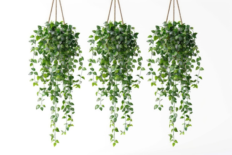 Photo 3d illustration of set hanging plant isolated on white background
