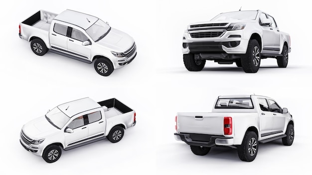 Foto illustrazione 3d. imposta il pick-up su uno sfondo bianco. rendering 3d.