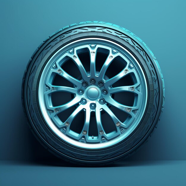 Photo 3d illustration of the shape of a car wheel