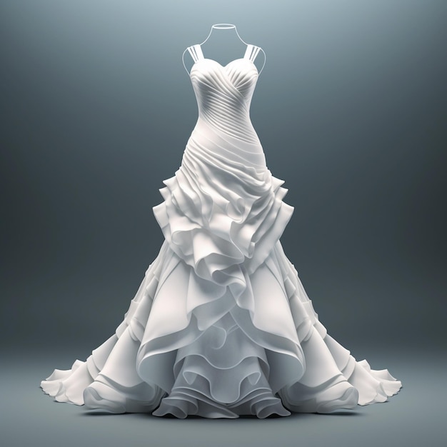Foto illustrazione 3d della forma di un vestito da sposa