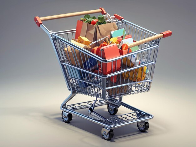 3D Illustration of Shopping Cart Digital Commerce