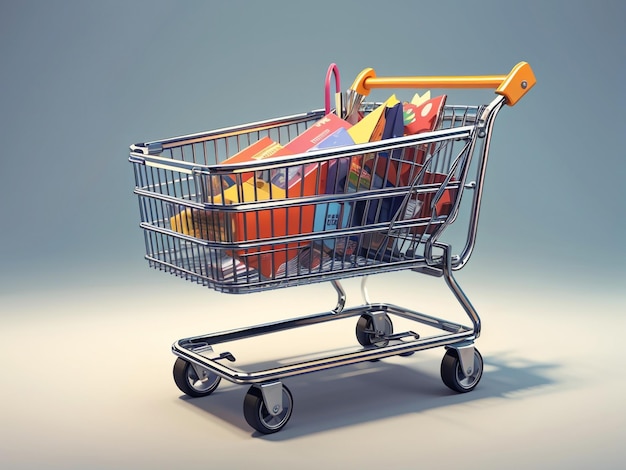 3D Illustration of Shopping Cart Digital Commerce