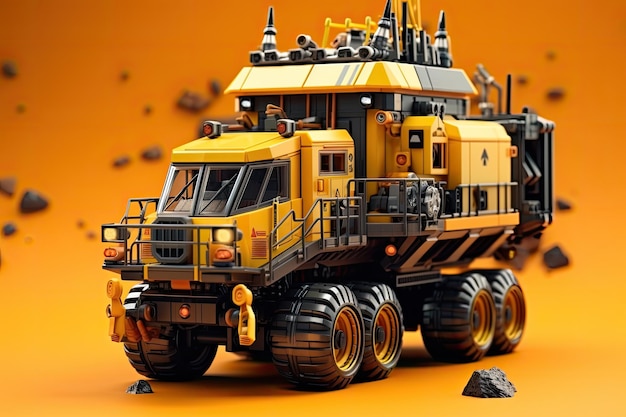 3d illustration shotcrete mining machine in orange background