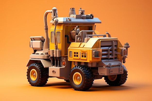 3d illustration shotcrete mining machine in orange background