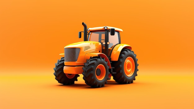 3d Illustration Simple Tractor in Isolated Background