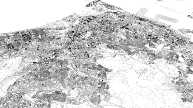 Photo 3d illustration of singapore city and mass buildings