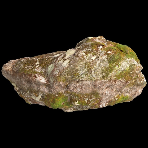 3d illustration of single rocks isolated on black background