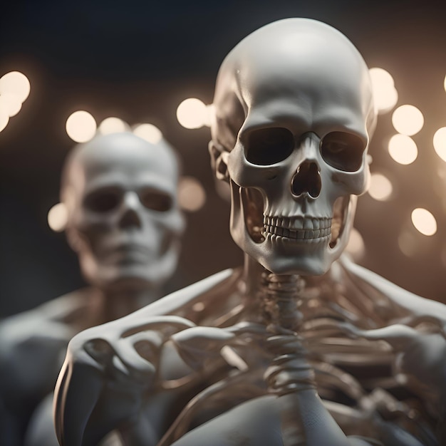 3D Illustration of a Skeleton and a Bokeh