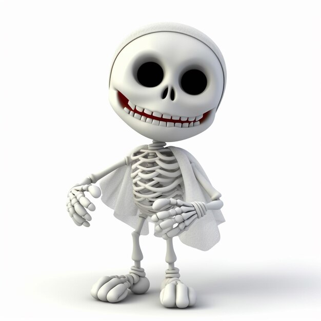 a 3d illustration of a skeleton with a cape and a caper generative ai