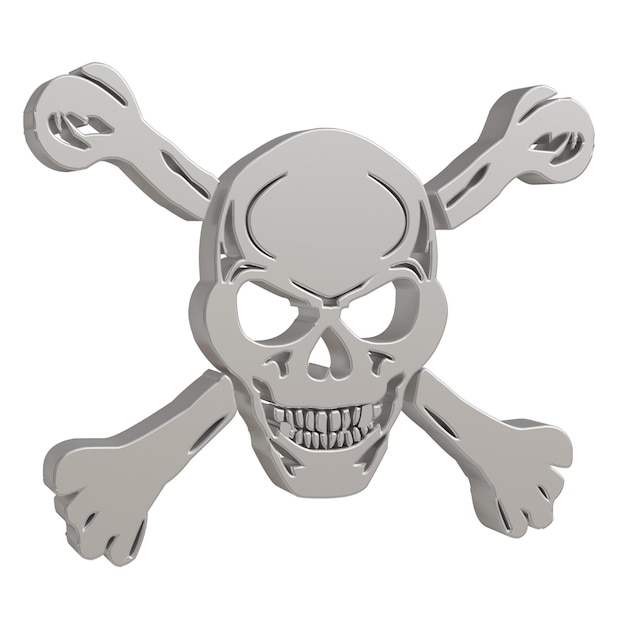 Photo 3d illustration skull symbol isolated on white background with clipping path