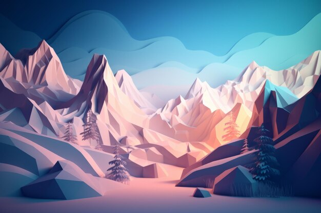 Premium AI Image | A 3d illustration of a snowy mountain landscape.