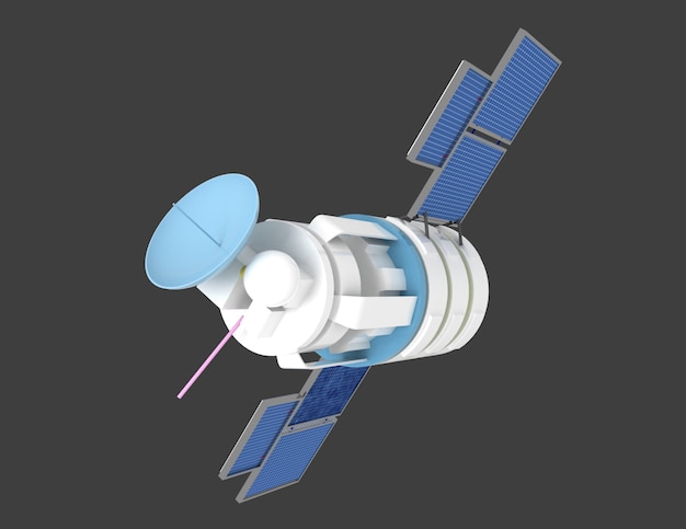 灰色の背景上の宇宙衛星の3dイラスト