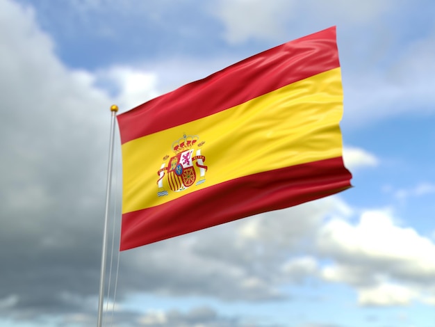 3d illustration of spain flag on sky background