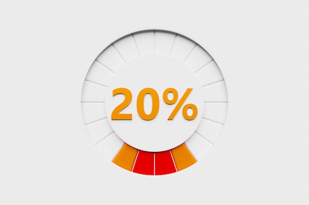 3d illustration of speed measuring speed icon Colorful panel icon pointer points to orange normal color