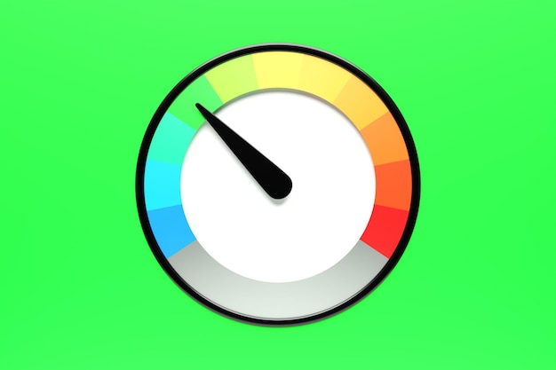 3d illustration of speed measuring speed icon colorful speedometer icon speedometer pointer points to yellow normal color