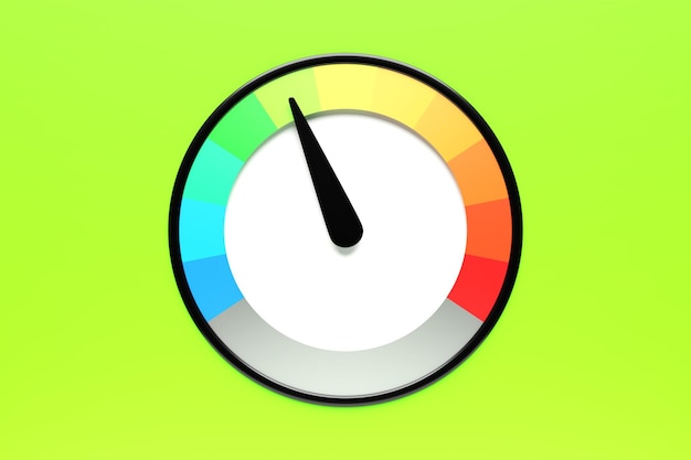 3d illustration of speed measuring speed icon Colorful speedometer icon speedometer pointer points to yellow normal color