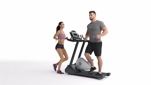 3D illustration Sport people do fitness exercise