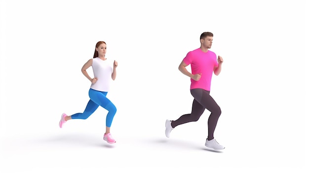 3D illustration Sport people do fitness exercise