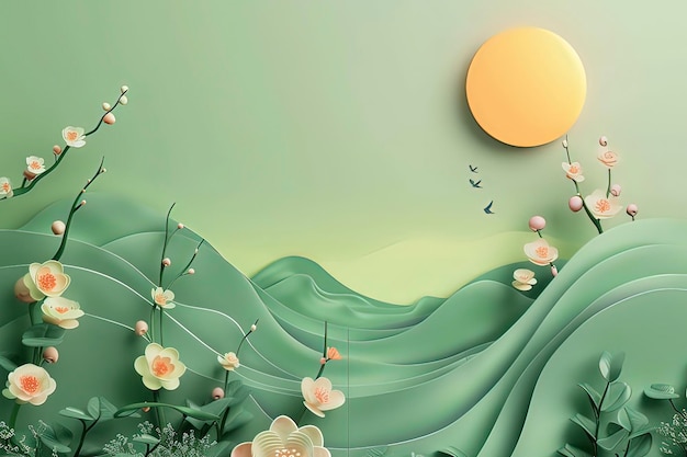 3D illustration of spring warmth and blooming flowers AI technology generated image