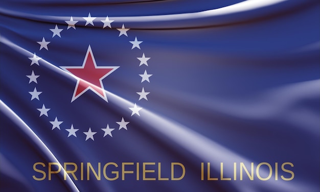 3d illustration of springfield flag on wavy fabric