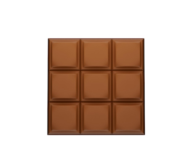 3d illustration of a square brown Chocolate bar isolated on white background