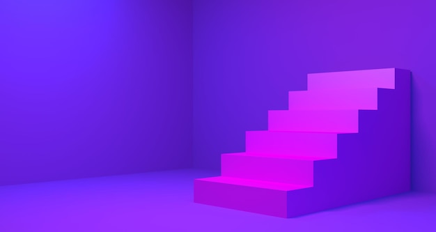 3d illustration of Stair with purple color background