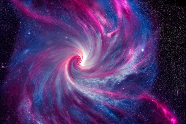 3d illustration of star vortex storm in galaxy space pink\
violet colors